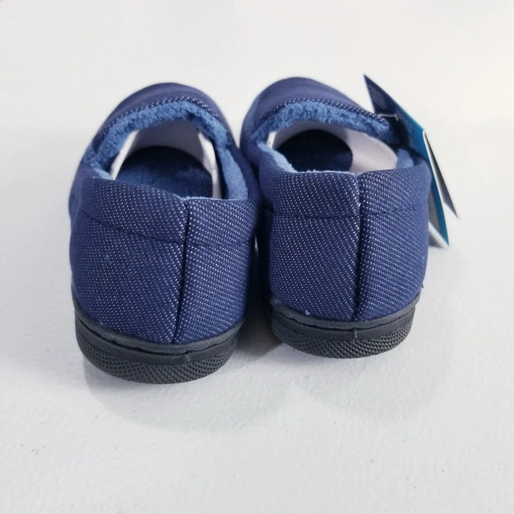 Isotoner Kids Chandler Moccasin Slippers Size 9-10 Navy Blue NEW Boys